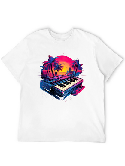 Retro Synthwave Piano T-Shirt - 80s Music Vibes