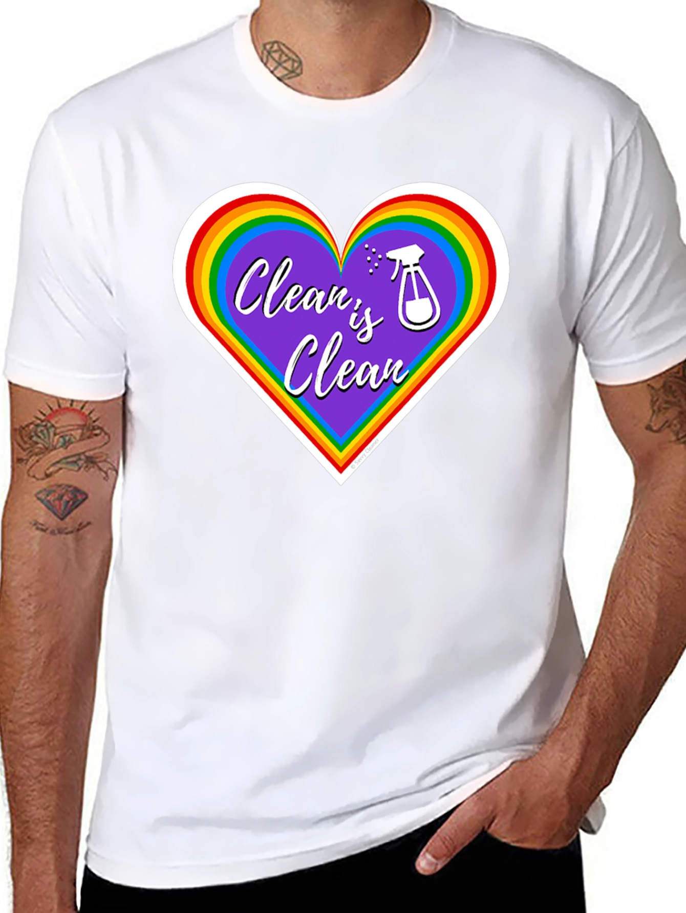 Clean is Clean Rainbow Heart T-Shirt