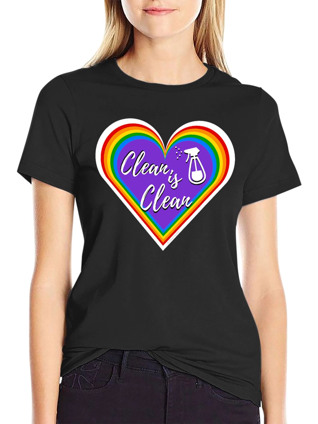Clean is Clean Rainbow Heart T-Shirt
