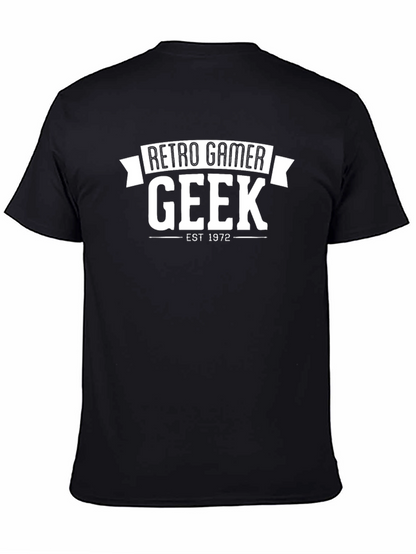 Retro Gamer Geek Est. 1972 Black T-Shirt