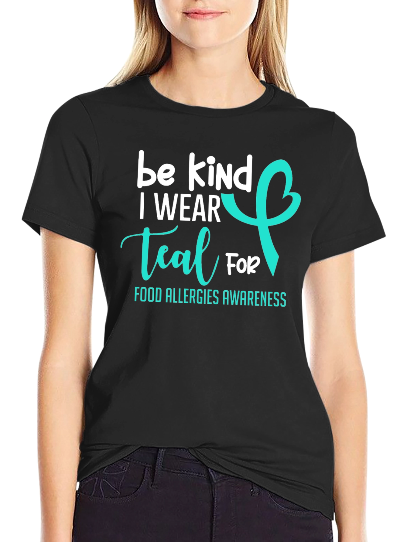 Be Kind I Wear Teal Food Allergy Awareness T-Shirt