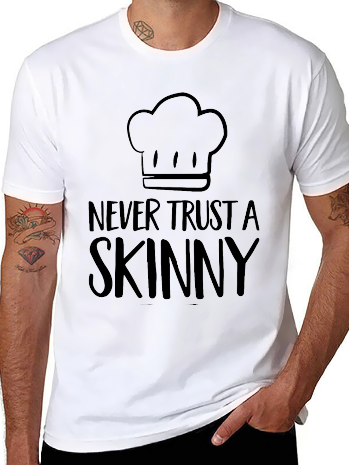 Funny Chef T-Shirt - Never Trust a Skinny Chef