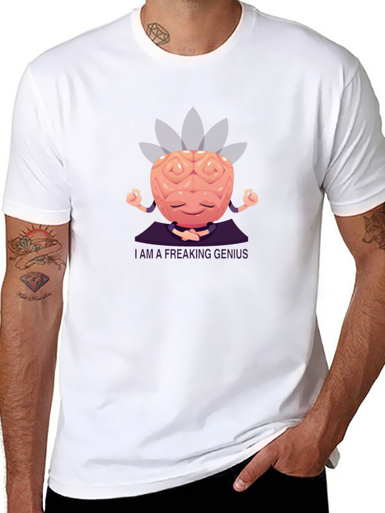 Brainy Genius Graphic Tee - Meditating Mind T-Shirt