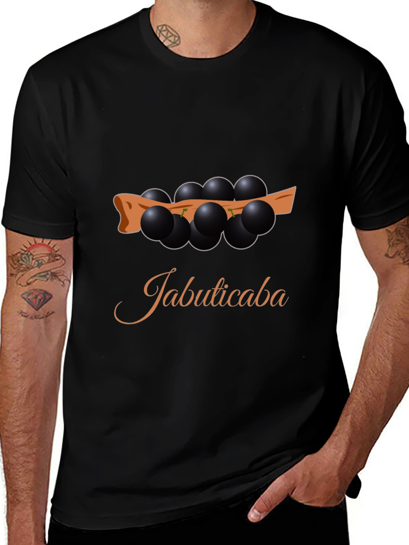 Jabuticaba Fruit Design Black T-Shirt