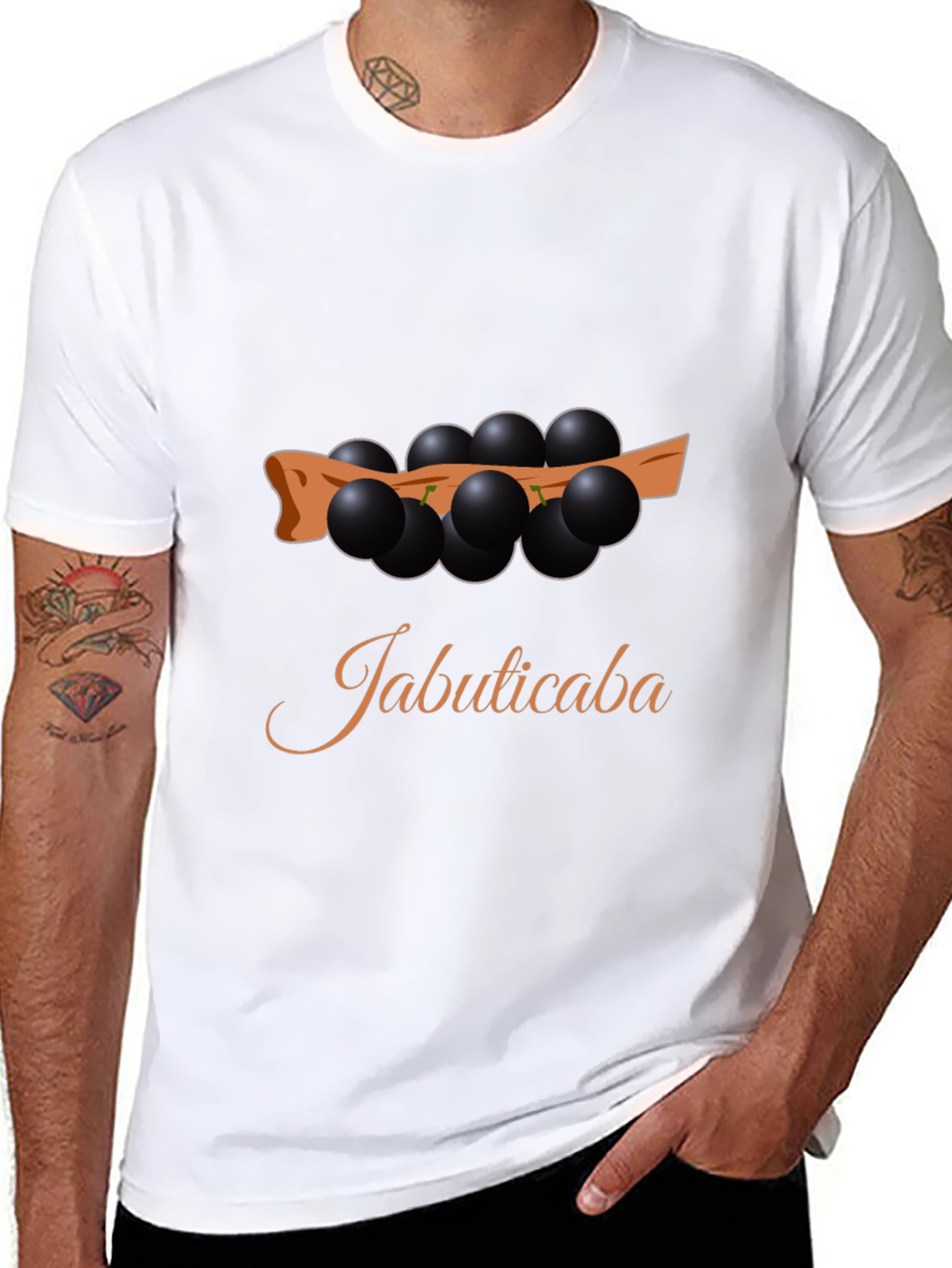 Jabuticaba Fruit Design Black T-Shirt