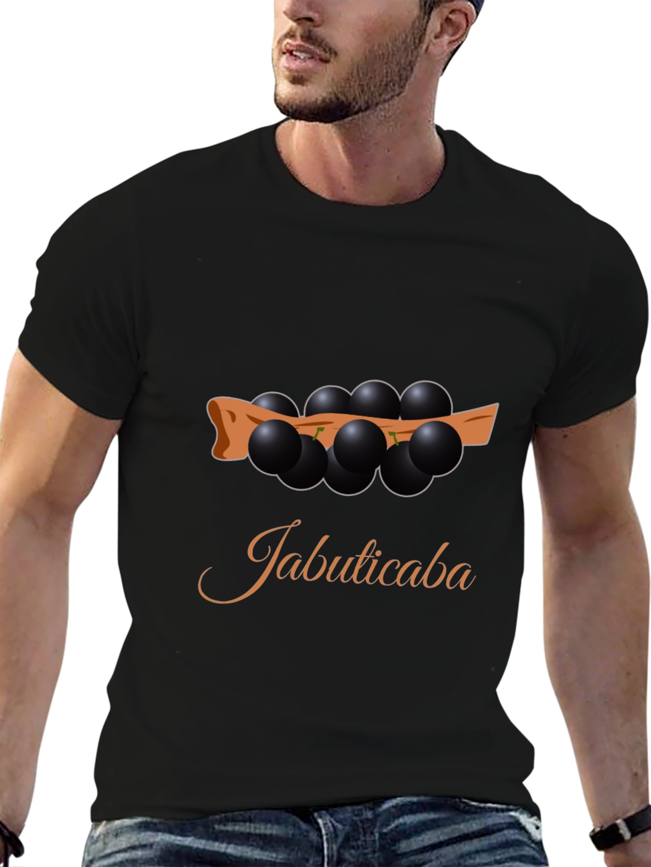 Jabuticaba Fruit Design Black T-Shirt
