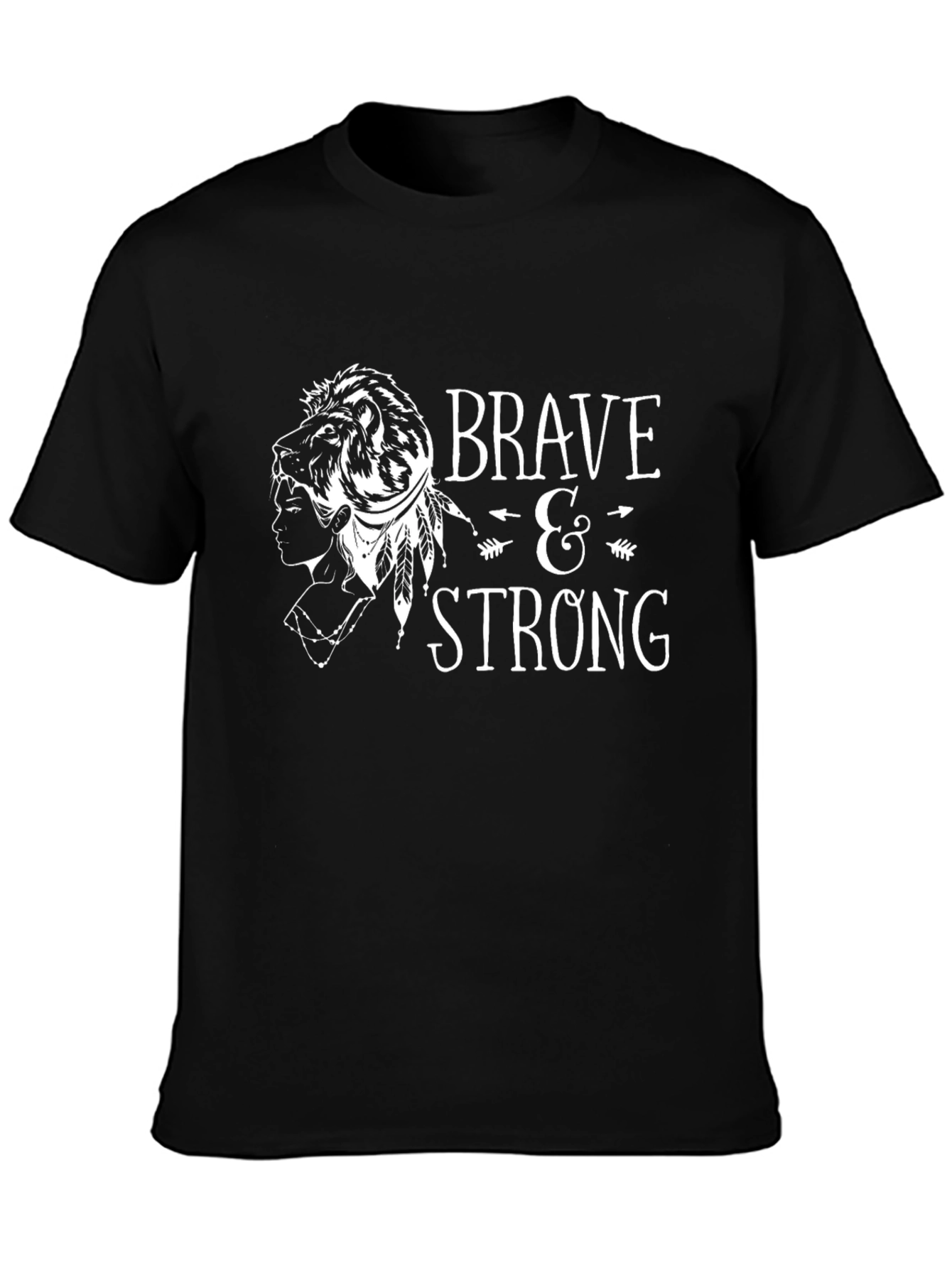 Brave & Strong Graphic Print Black T-Shirt