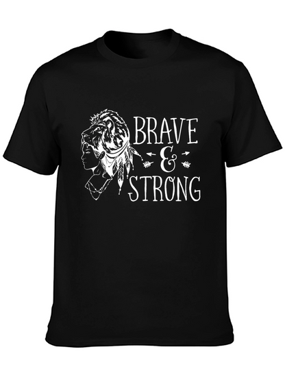 Brave & Strong Graphic Print Black T-Shirt