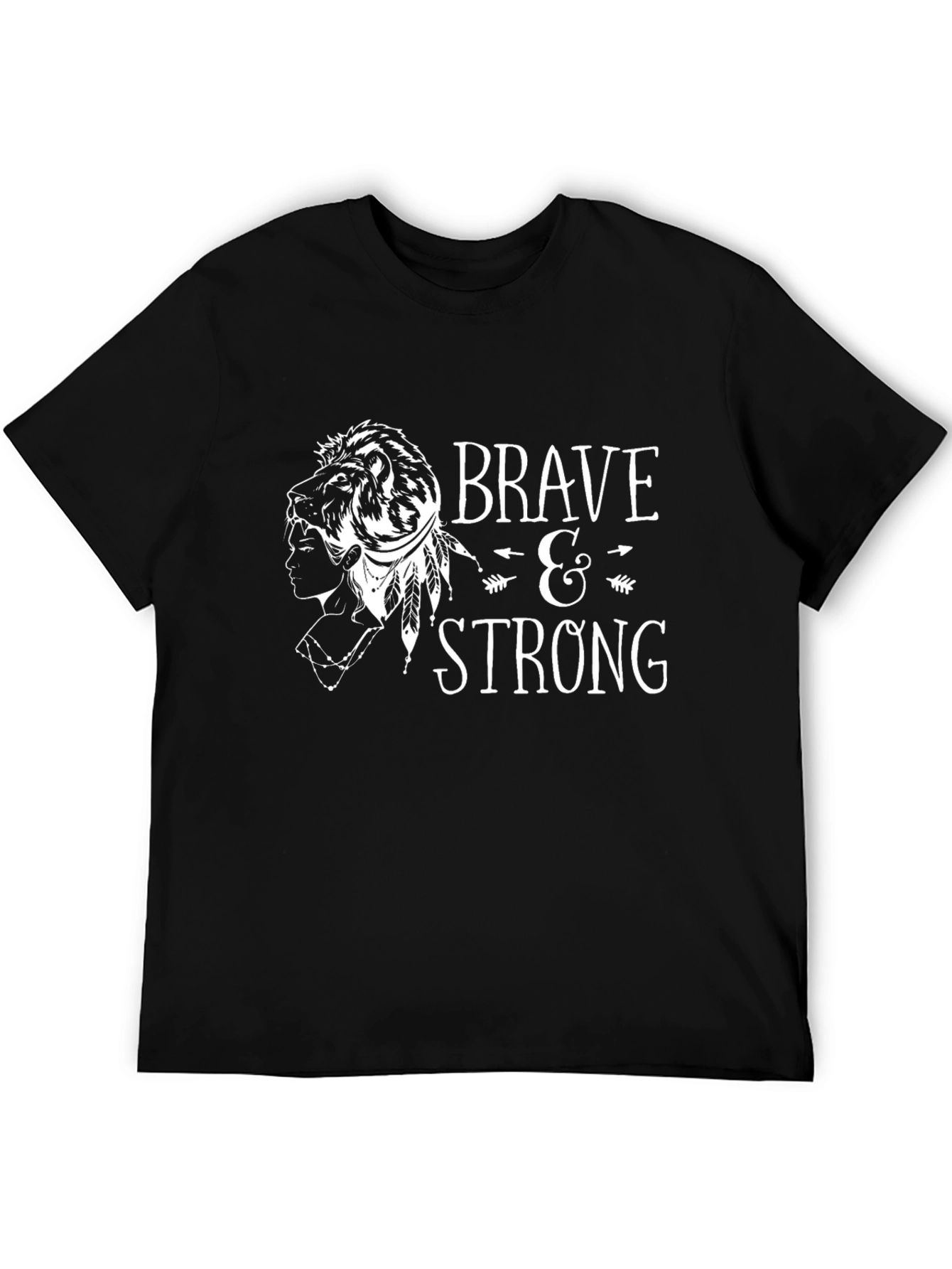 Brave & Strong Graphic Print Black T-Shirt