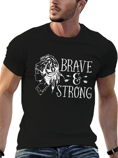 Brave & Strong Graphic Print Black T-Shirt