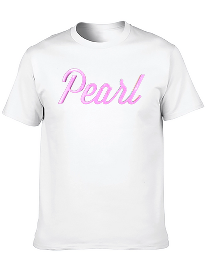 Pearl Pink Letter Graphic Black T-Shirt