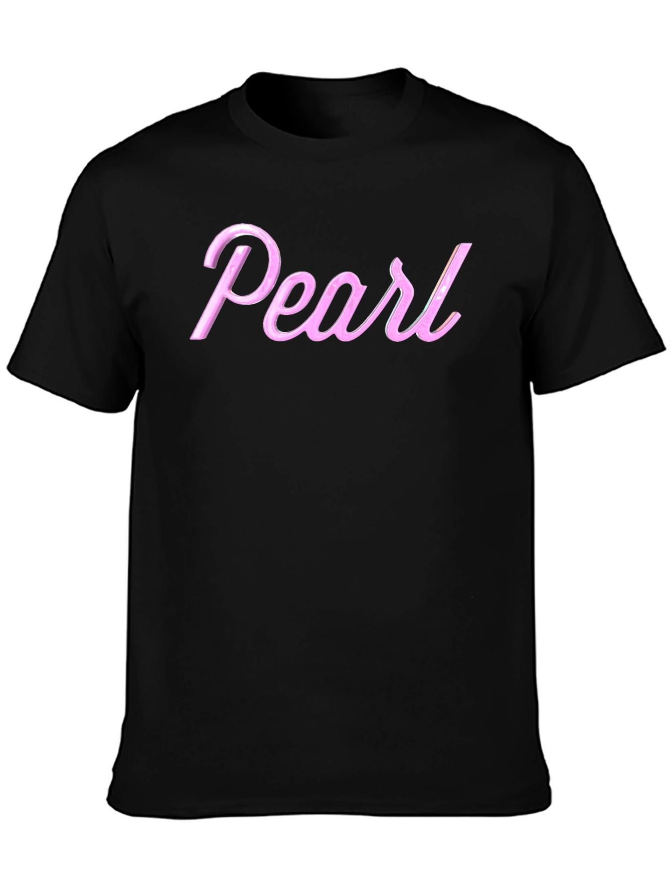 Pearl Pink Letter Graphic Black T-Shirt