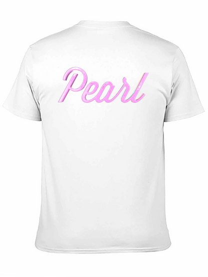 Pearl Pink Letter Graphic Black T-Shirt