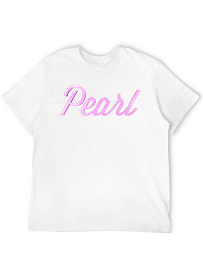 Pearl Pink Letter Graphic Black T-Shirt
