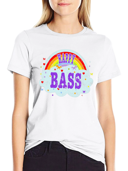 Happy Bass Rainbow Cloud Graphic T-Shirt