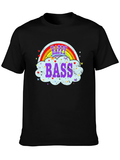 Happy Bass Rainbow Cloud Graphic T-Shirt