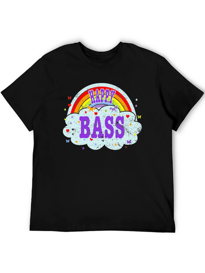 Happy Bass Rainbow Cloud Graphic T-Shirt