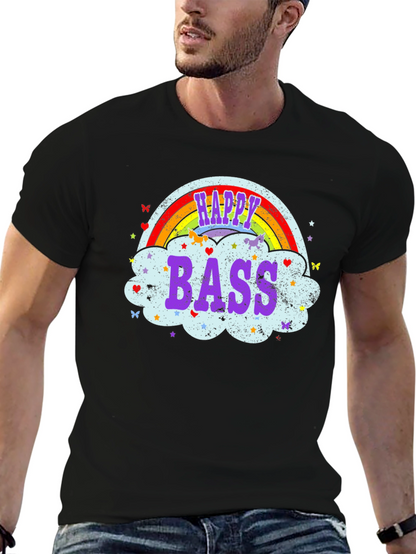 Happy Bass Rainbow Cloud Graphic T-Shirt