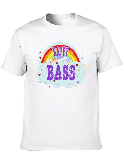 Happy Bass Rainbow Cloud Graphic T-Shirt