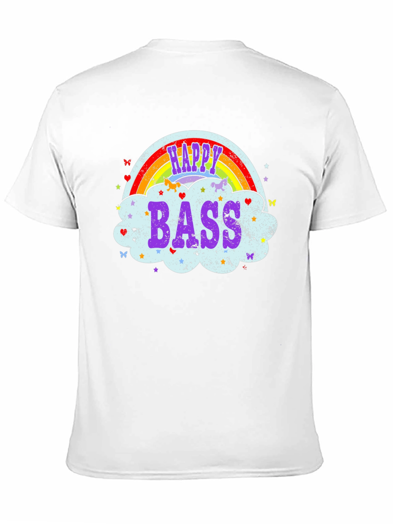 Happy Bass Rainbow Cloud Graphic T-Shirt
