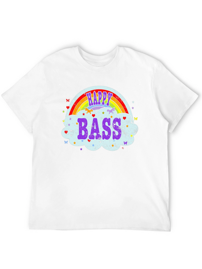 Happy Bass Rainbow Cloud Graphic T-Shirt