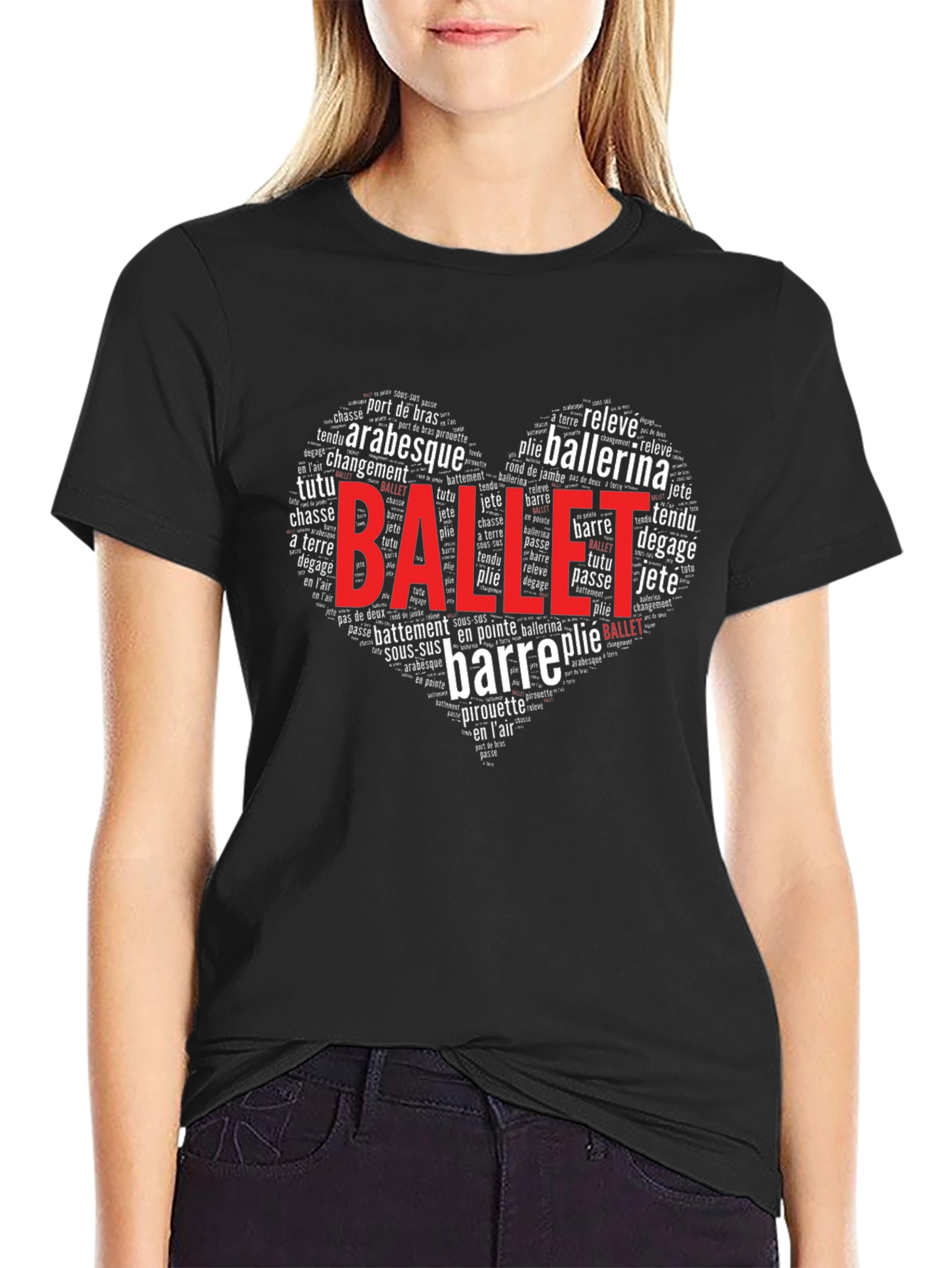 Ballet Word Art Heart T-Shirt