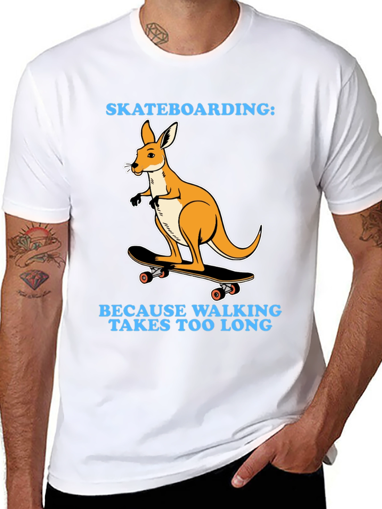 Kangaroo Skateboarding T-Shirt - Because Walking Takes Too Long
