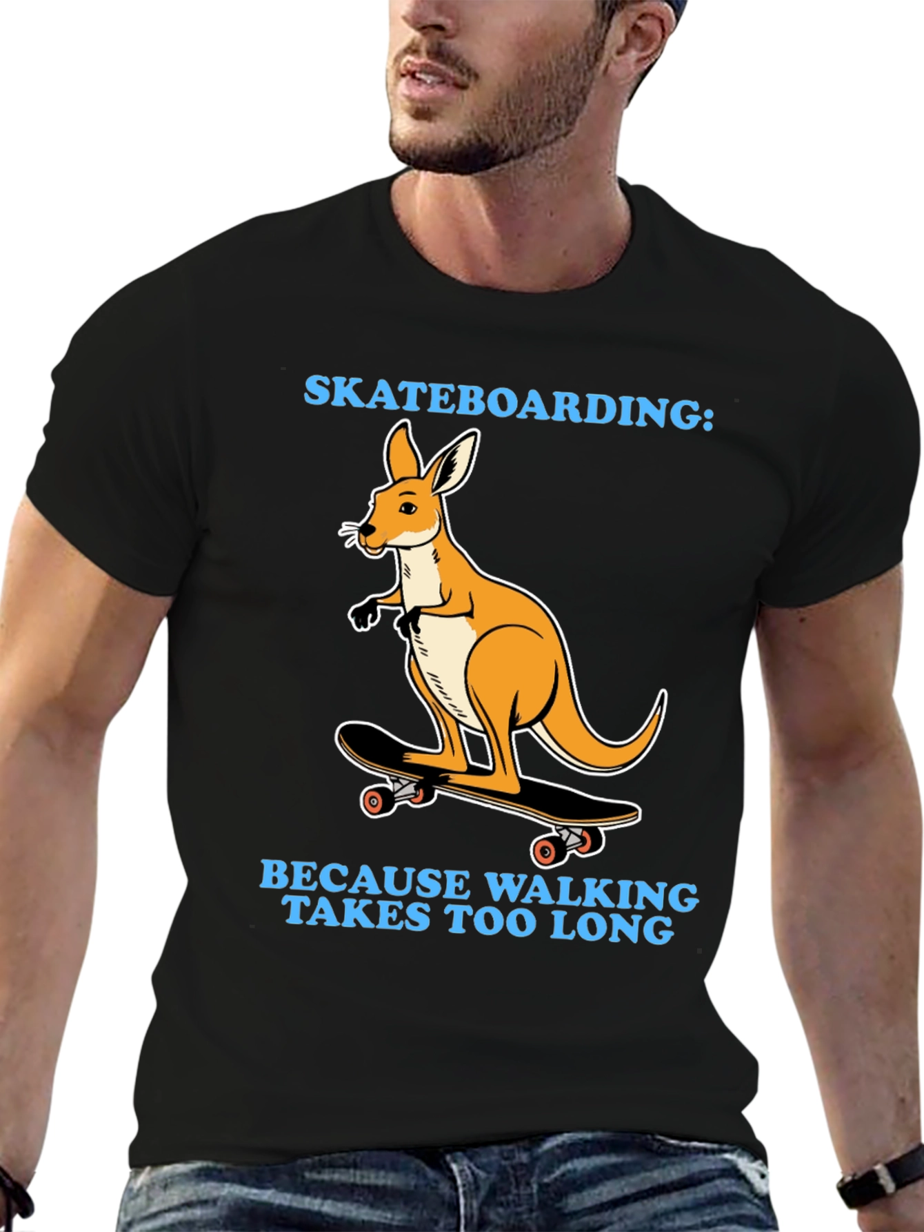 Kangaroo Skateboarding T-Shirt - Because Walking Takes Too Long
