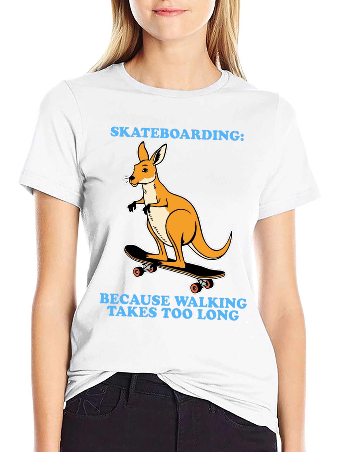 Kangaroo Skateboarding T-Shirt - Because Walking Takes Too Long