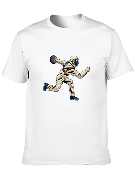 Astronaut Bowling Strike T-Shirt - Cosmic Fun!
