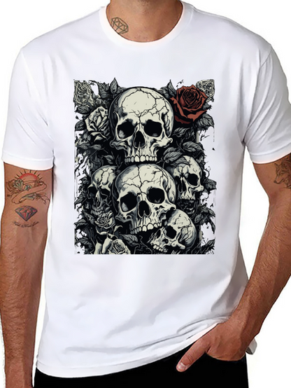 Skull & Roses Graphic Tee - Dark Aesthetic