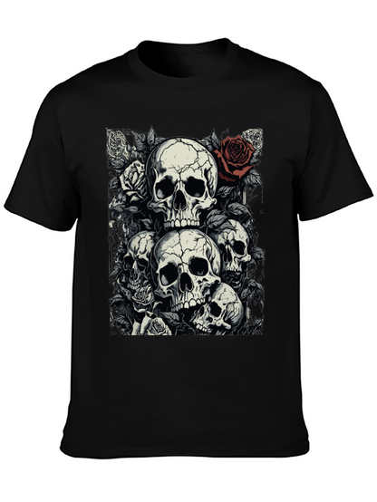 Skull & Roses Graphic Tee - Dark Aesthetic
