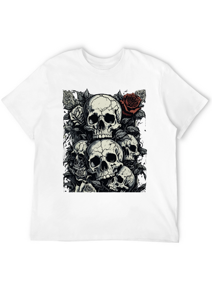 Skull & Roses Graphic Tee - Dark Aesthetic