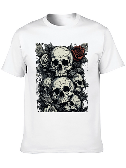Skull & Roses Graphic Tee - Dark Aesthetic