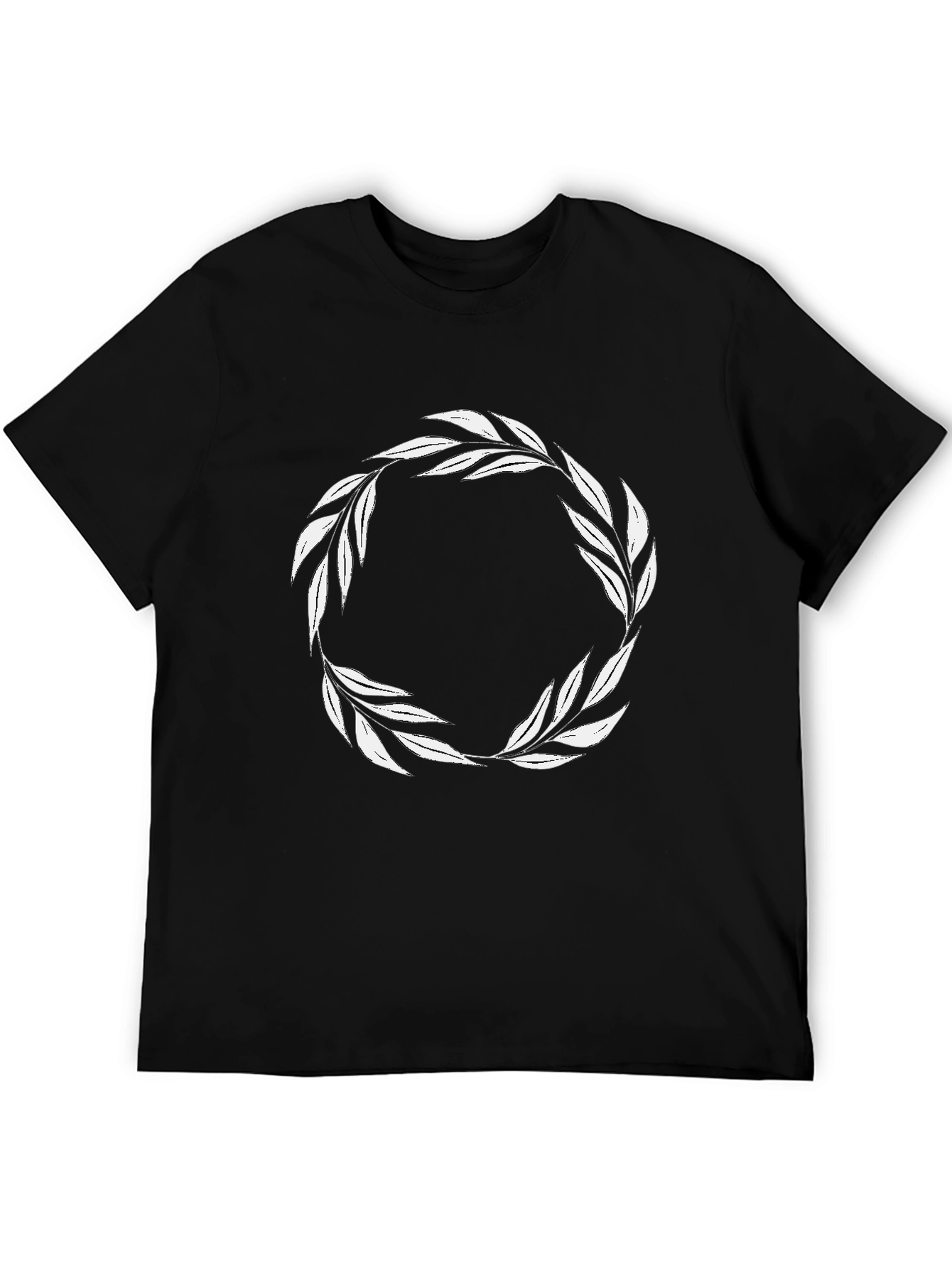 Leaf Wreath Graphic T-Shirt - Black