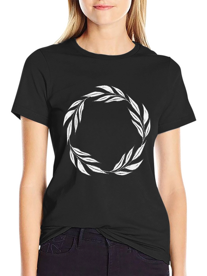 Leaf Wreath Graphic T-Shirt - Black