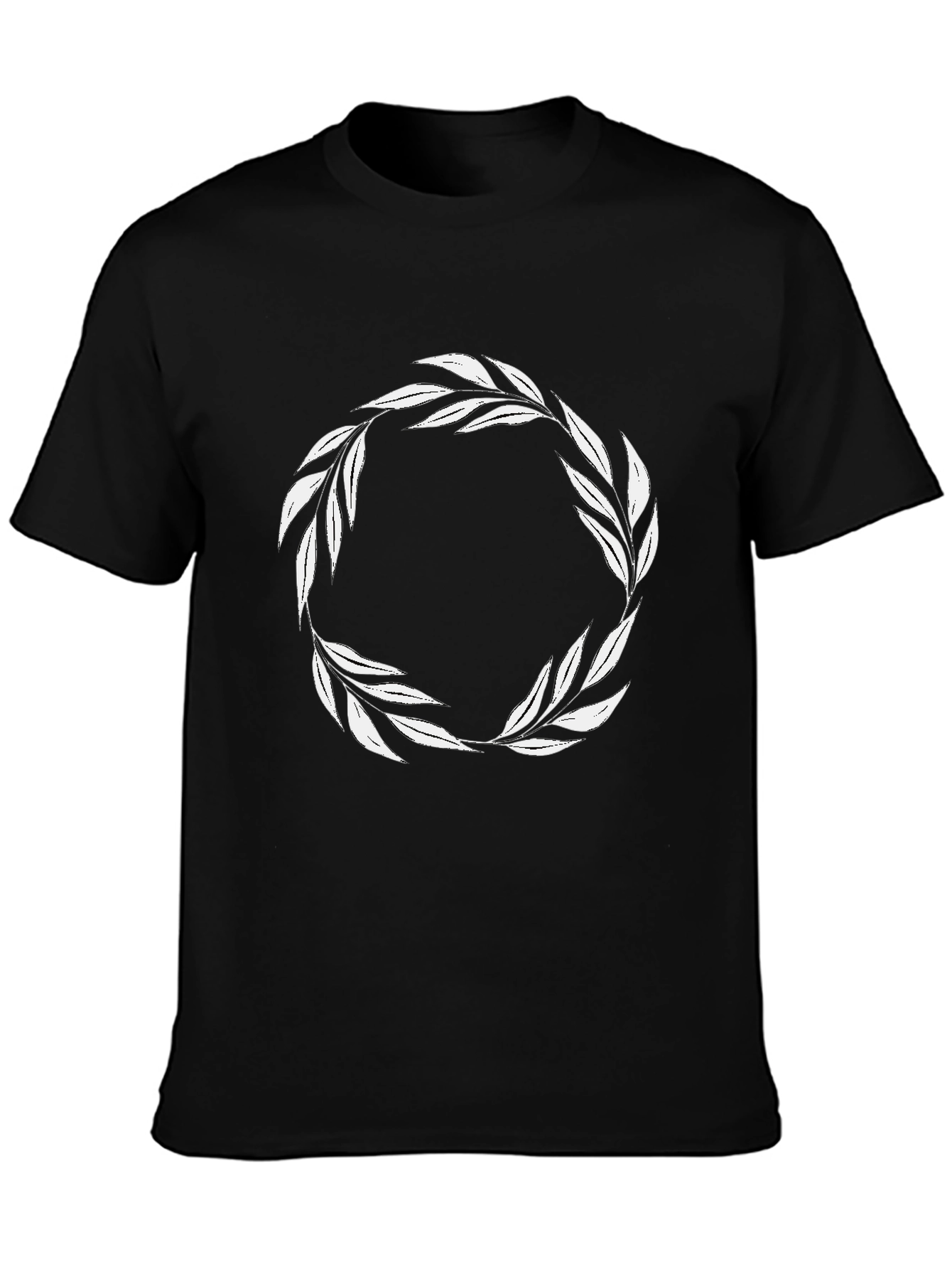 Leaf Wreath Graphic T-Shirt - Black