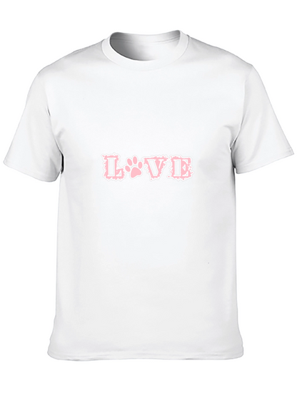Love Paw Print T-Shirt - Black Crew Neck Tee