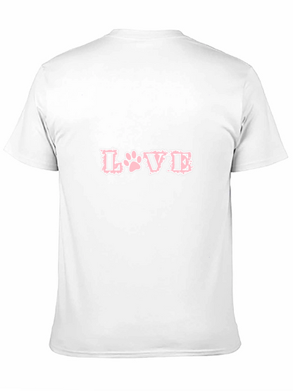 Love Paw Print T-Shirt - Black Crew Neck Tee