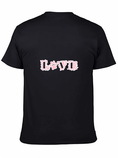 Love Paw Print T-Shirt - Black Crew Neck Tee