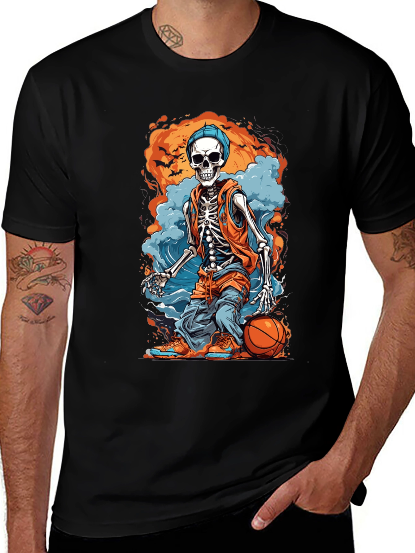 Skeleton Basketball Graphic Tee
