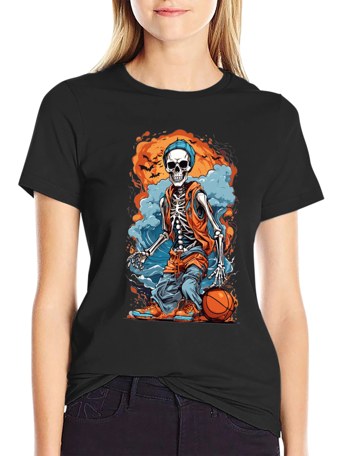 Skeleton Basketball Graphic Tee