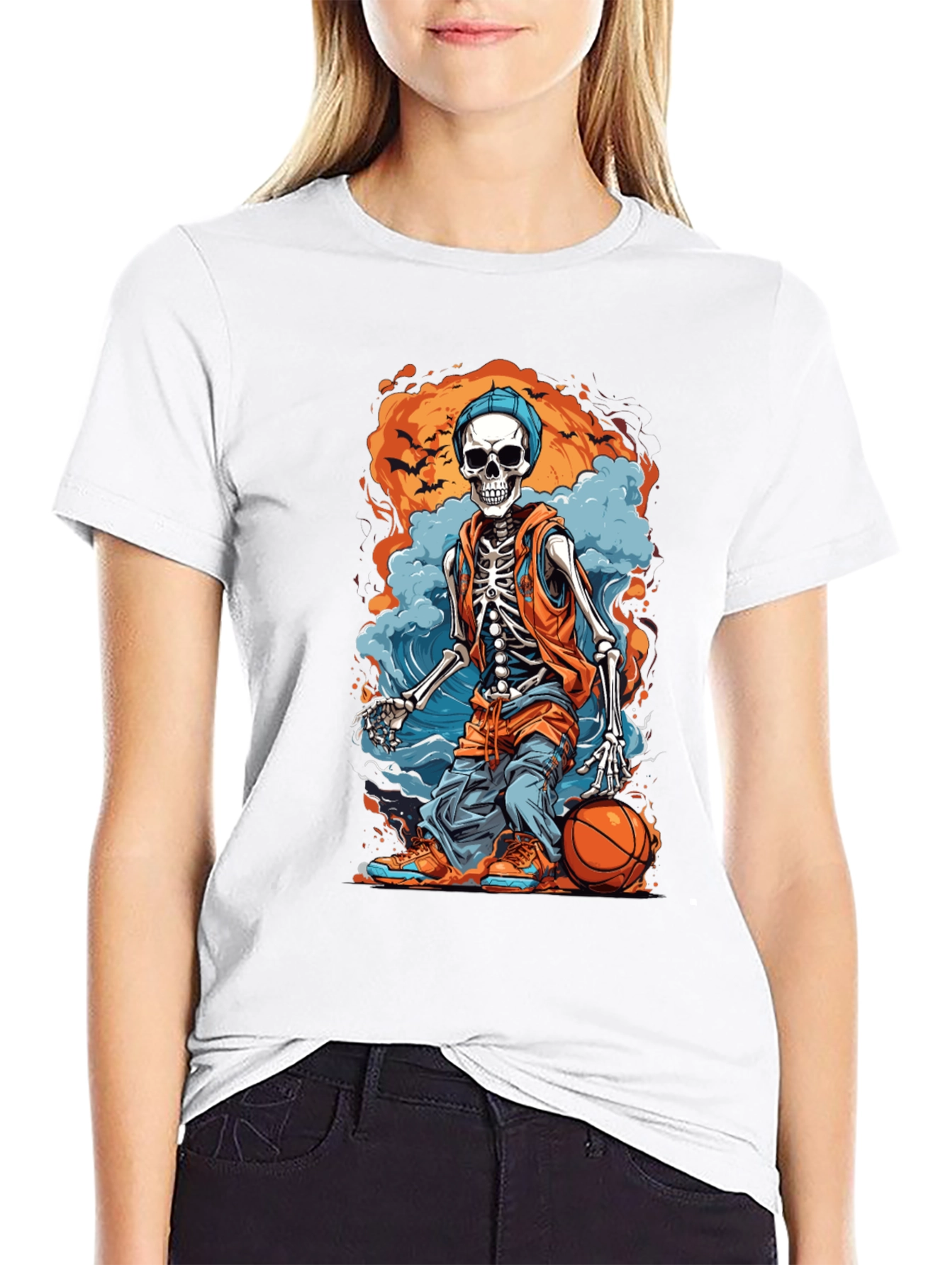 Skeleton Basketball Graphic Tee