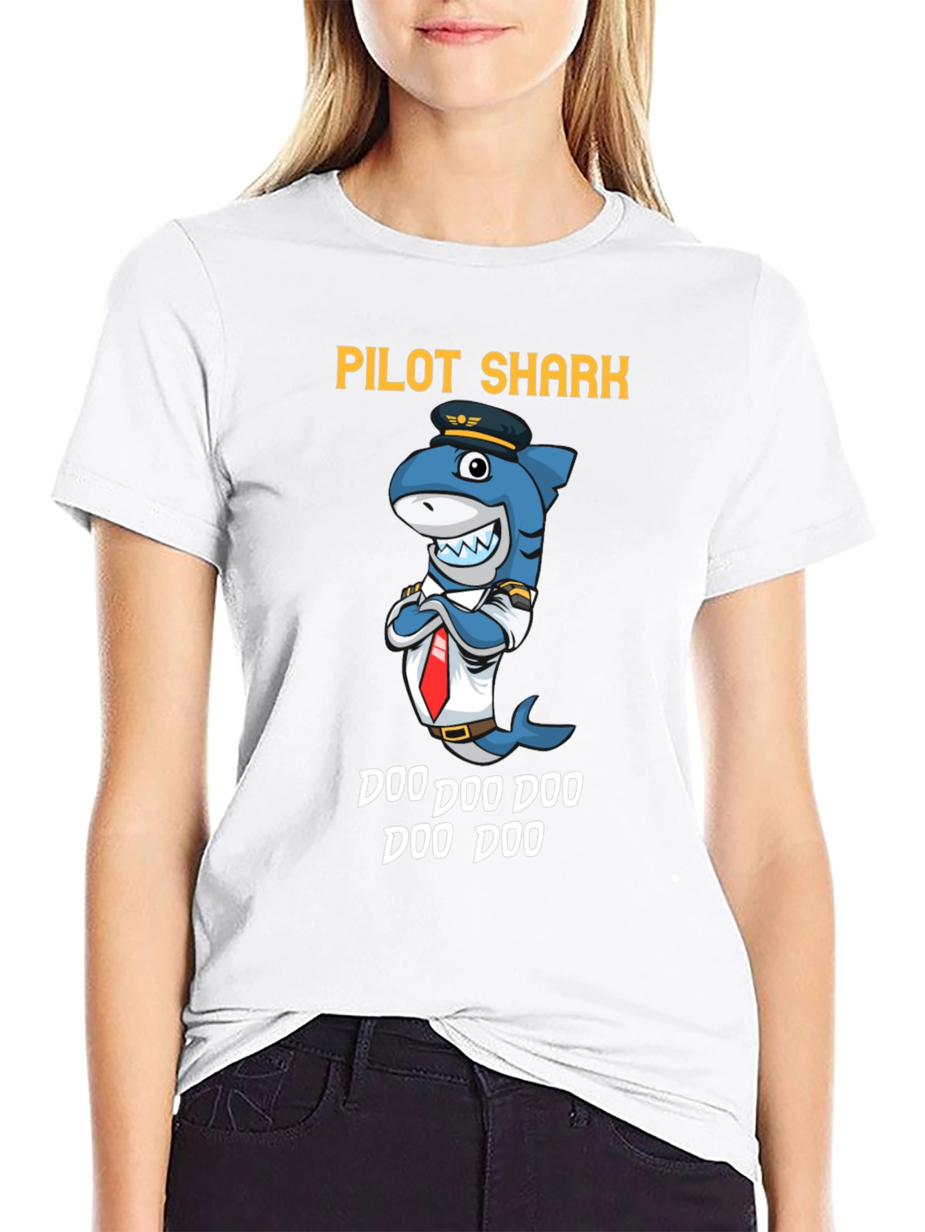 Pilot Shark Doo Doo Funny T-Shirt
