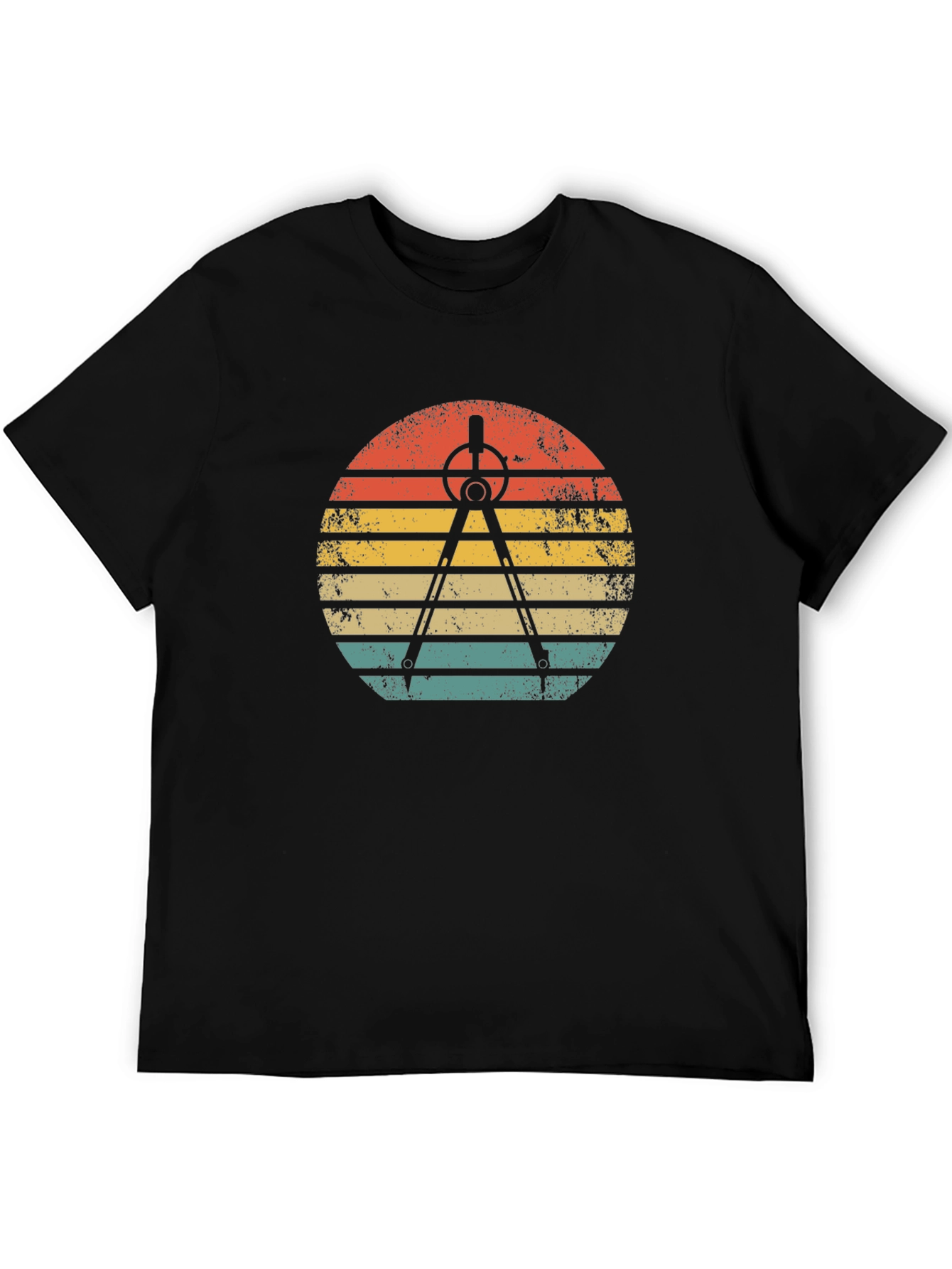 Retro Architect Compass Sunset Graphic T-Shirt