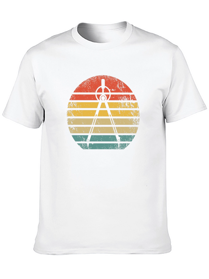 Retro Architect Compass Sunset Graphic T-Shirt