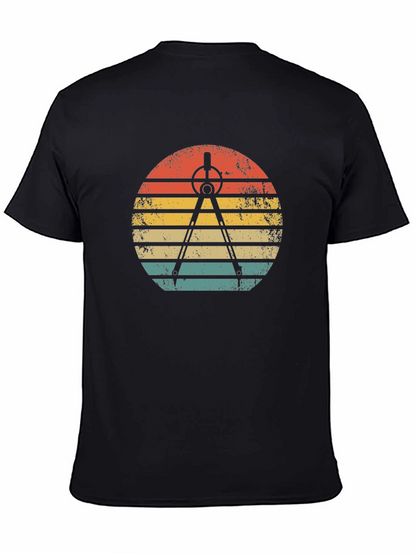 Retro Architect Compass Sunset Graphic T-Shirt