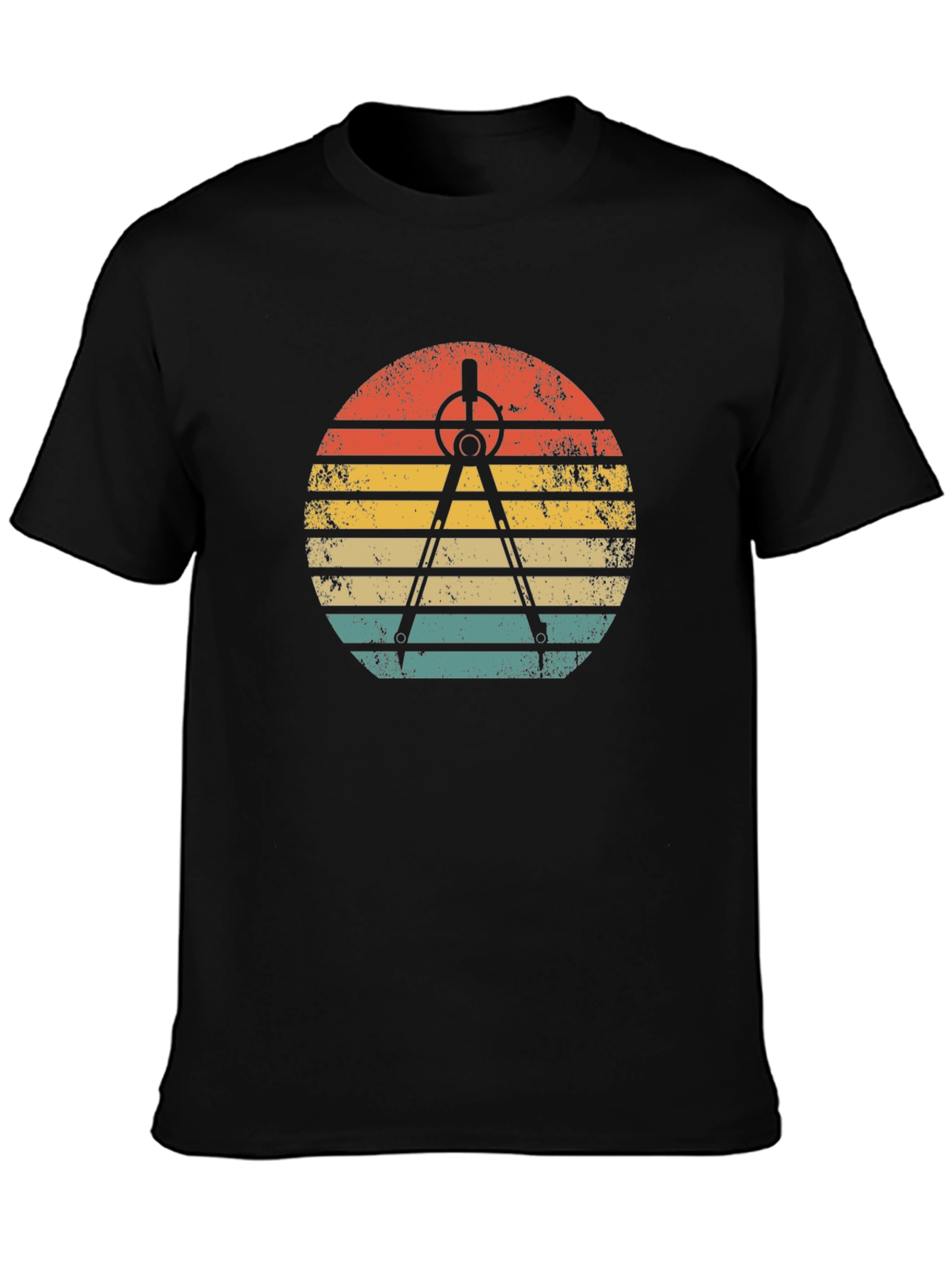 Retro Architect Compass Sunset Graphic T-Shirt
