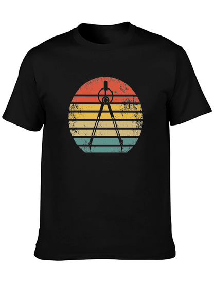 Retro Architect Compass Sunset Graphic T-Shirt