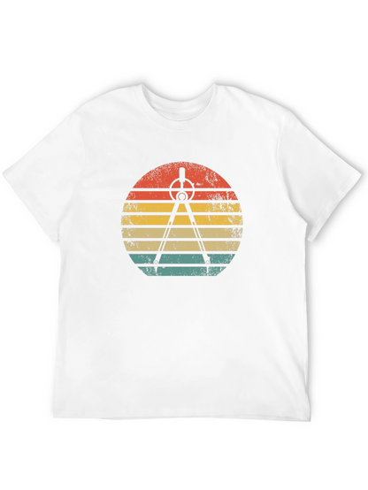 Retro Architect Compass Sunset Graphic T-Shirt